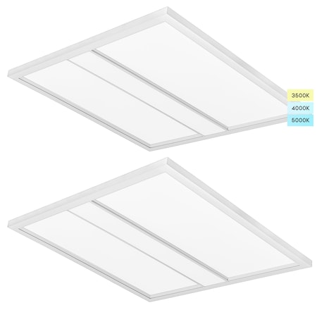 Luxrite 2x2 FT Troffer LED Panel Lights 3CCT 3500K-5000K 25/30/35W Up to 3850LM 0-10V Dimmable DLC UL, 2PK LR25705-2PK